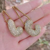 Luxury Cubic Zircon Balloon Initial Letters Charms Chain Necklaces for Women Men Bubble A-Z Alphabet Hip Hop Name Jewelry Gift