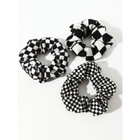 3pcs/set Daily Outing Hair Scrunchie – Plaid Elastic Ponytail Band for Messy Bun & High Ponytail.