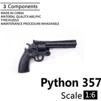1:6 Cole Python 357 Revolver 4D Gun Model For 12" Action Figure Plastic Black Soldier Weapon Accessory