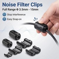 10 Stück 3,5/5/7/9/13/15mm Ringkern-Ferritperlen-Klemmspule EMI RFI Störfilter Clip Snap-Kabel für schwarze magnetische Snap-on-Verbindungen