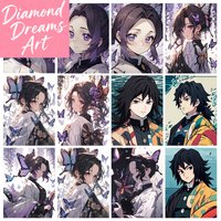Demon Slayer 5D diamond Painting Kochou Shinobu diamond Embroidery Full Diamond Mosaic Art Picture DIY Home Decoration Gift,fram