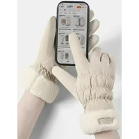 AliExpress Outdoor Cycling Skiing Warm Gloves Cute Bear Logo Waterproof Thick Plush Lining Full Finger Gloves Touch Screen Motorcycle Glove