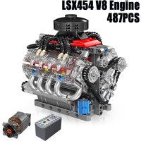 487PCS LSX454 V8 Engine Building Blocks Sets Technical Simulated Small Particle Assembly Bricks Model Toys Gifts For Holiday