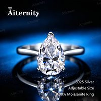 0.5-2CT Pear/Oval/Radiant Moissanite Rings For Women Real S925 Silver with GRA Certificate Passed Diamond Test Ring Wedding Band