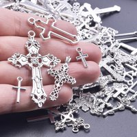 10/20Pcs Assorted Punk Weapons Knight Sword Cross Charms Making Ancient Religion Egyptian Ankh Life Crucifix Pendant Jewelry