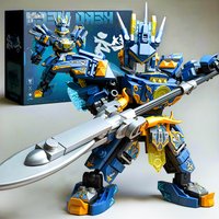 Superhero Mecha Building Blocks Blue Robot Building Blocks DIY Assembly Figure Model Children Toy Christmas Birthday Gift