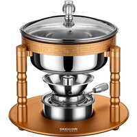 LFGB Certification Personal Mini Hotpot with Alcohol Stove Individual Army Stew Pot Shabu-Shabu Portable Non-stick Picnic Cooker