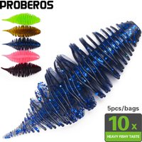 PROBEROS 5PCS Thread Worm Artificial Bionic Soft Fishing Lure - Artificial Bait with Silicone Wobbler Design, Lifelike Swimming