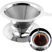 Premium Food Grade 304 Stainless Steel Dual-Layer Coffee Filter Reusable Coffee Dripper Holder Infuser Rust-Proof Easy Clean