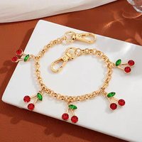 HOT Cherry Strawberry Pendant Girl's Bag Charms Sweet Layered Metal Chain Accessories For HandbagsTote Hanging Ornaments 2025