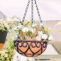Resin Baskets for Plants 10 Inch Hangings Pots Wire Flower Baskets Outdoor Flower Pots with Chain Garden Decoration for Home