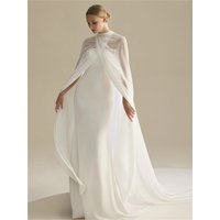 Customized Wedding Capes Chiffon High Collar Cross Neck Bride Coat Bridal Cloak Special Occasion Bolero Shrug