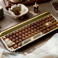 Coffee House Keycaps Foggy Transparent Brown PC Cherry Profile keycaps sets for MX 64/68/84/87/96/104 Mechanical Keyboard