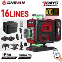 ONEVAN 4D 16 lignes 360 ° Niveaux laser de nivellement sans fil rechargeables, instrument de mesure horizontale et verticale, outil électrique