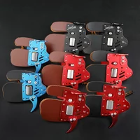 AMEYXGS Archery Finger Tab Aluminum Alloy+cowhide S/M/L/XL Finger Guard Protection Pad for Bow Arrow Shooting Hunting Protector