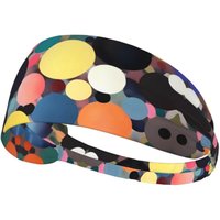 Abstract Painting of Circles Elastic Exercise Headband, Fitness Exercise Yoga Cycling Headband, Outdoor Sports Elastic Sweat-Abs