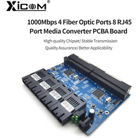 PCBA Borad Fiber Optical Converter Fiber Switch 100/1000M SC Simplex 4 Fiber Port 8 RJ45 Port Optic Fiber Transceiver Singlemode