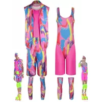 Movie Barbi Cosplay Costume for Women Margot Robbie Pink Dress Men Ken Ryan Gosling Clothes Girls Boys Halloween Outfit