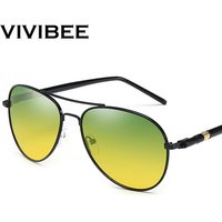 VIVIBEE Men Day and Night Vision Glasses Aviation UV400 Polarized Yellow Lens Women Car Driving Sunglasses Goggles
