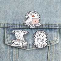 Cartoon Funny Meme Enamel Pins Cute Duck Goose Bookworm Brooches Stress Coworker Lapel Badges Funny Animals Jewelry Gift