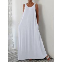 2026 Summer New Collection: Solid Color, Large Size, Casual, Side Pocket, Sleeveless Dress