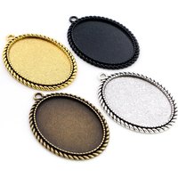 New Fashion 5pcs 30x40mm Inner Size Antique Silver Plated Bronze And Black Simple Style Cabochon Base Setting Pendant