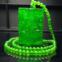 Certified Natural Green jade Jadeite Carved AvalokitesVara Pendant & Necklaces