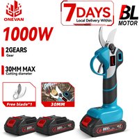 ONEVAN 1000W 2-Gang 30mm Bürstenlose Elektrische Astschere Kabellose Schere für Astschnitt Kompatibel mit Makita 18V Akku