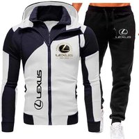 Automobile anniversary clothing, men's personalized color blocked double-layer zipper hooded cardigan, slim fit hoodie set