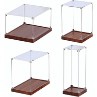 Transparent Acrylic Acrylic Display Case No-glue Assembly Stackable Design Dustproof Cover Wooden Bottom Display Box