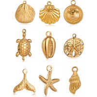 3pcs Stainless Steel Starfish Shell Charms Marine Life Animal Charms For Making Earrings Necklace Bracelet Jewelry Accessories