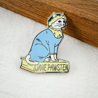Jane Austen Cat Enamel Brooch Book Themed Pin Backpack Coat Accessory Book Lover Gift