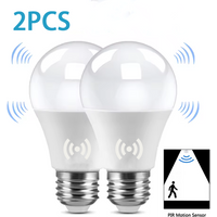 2PCS LED Bulb Light E27 12W Radar Motion Sensor 220V White Lamp Working in Night Auto On for Home Living Room Stairs Pathway