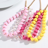 New Trendy Acrylic Heart Beaded Choker Necklace for Women Colorful Resin Love Clavicle Chain Valentine's Day Jewelry Gift