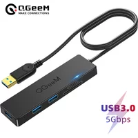 QGeeM USB Hub 3.0 Adaptateur Lecteur de carte Répartiteur USB pour ordinateurs portables Xiaomi Macbook Pro 2015 Câble d'extension iMac 5 ports Hub Multi USB 3.0 pour PC Notebook Dock Accessoires
