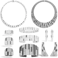 CY Women Sterling Silver Black White Square Geometry Ring Earrings Bracelet Necklace Luxury Fashion Charm Banquet Jewelry