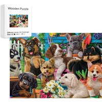 Animal Wooden Puzzles, Dog Home Wooden Puzzle Unique Shape Advanced Puzzle Maternal Love Wooden Jigsaw Puzzle for Adult
