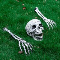 Tête de crâne réaliste et mains humaines pour Halloween, idéales pour la décoration de fêtes, de maisons, de jardins, de pelouses et comme accessoires d'horreur pour maisons hantées.