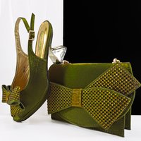 Shiny Mature Style Shoes And Bag Set Party Wedding Peep Toe Women High Shoes With Unique Heel design and Bag Match Set 510-24