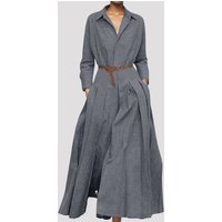 ZANZEA Women Office OL Maxi Dresses Vestido 2024 Spring Lapel Long Sleeve Dress Fashion Casual Solid A-line Sundress Oversized