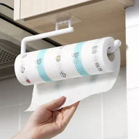 Punch Free Kitchen Paper Roll Holder Towel Hanger Rack Bar Cabinet Rag Hanging Bathroom Organizer Tools