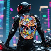 Rider Motorcycle LED Backpack Light Bluetooth Carbon Fiber School Bag Hardshell Motorcycle Riding Full Helmet Backpacks Rugzak