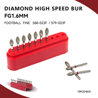 10pcs/Box Dental Diamond Burs Fine 368 379-023F Football Shape for High Speed Handpieces FG 1.6mm