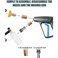 New High Pressure Washer Gun 1/4"Quick Connector M22-14MM Aluminum Snow Foam Lance Soap Water Gun with 5 Tips Portable Water Gun