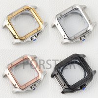 NH35 Square 38mm Watch Case 316L Solid Stainless Steel Waterproof For Seiko Santos NH35 NH36 NH38 Automatic Movement 27mm Dial