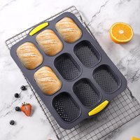 Hamburger Bun Mold Non-Stick Food Grade Silicone Bread Loaf Pan Baguette Pan French Bread Baking Forms Burger Buns Sandwich Tray