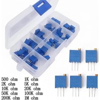 50pcs/Box 3296W Multiturn Trimmer Potentiometer Kit High Precision 3296 Variable Resistor With Free Box electronic Diy Kit