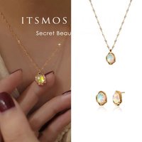 ITSMOS Opal 925 Sterling Silver Earrings 14K Gold plated Luxury Unique Designer Dainty Gemstone for Women Girl Gift