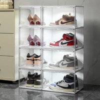 Light Up Acrylic Shoe Storage Box Clear Stackable Organizer with LED Lighting Dustproof Display Cabinet for Sneakers