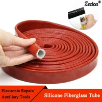 Silicone Fiberglass Tube High Temperature Resistant Resin Coated Glass Fiber Braided Fireproof Sleeve Fire Retardant Casing Pipe